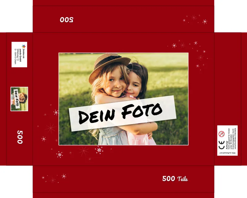 Fotopuzzle mit eigenem Bild - Fotopuzzle selbst gestalten 1000 Teile - Schachtel Sternchen rot - 1000 Teile Puzzle mit Foto - Geschenk Weihnachten Sternchen rot 1000 Teile Quer