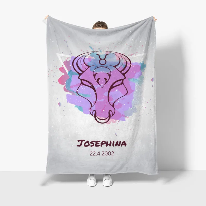 Sternzeichen Wohndecke Stier Splashes mit Namen personalisierbar