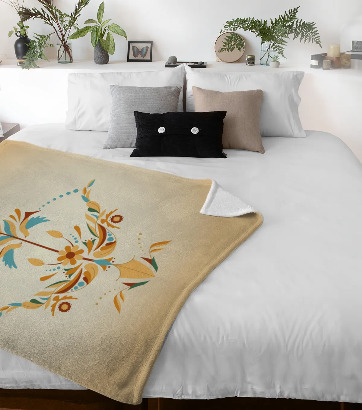 Sternzeichen Wohndecke Wassermann floral mit Namen personalisierbar