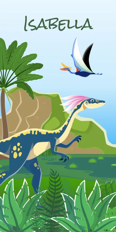 Dinosaurier-Handtuch mit Namen personalisierbar - personalisiertes Namens-Handtuch - Kinderhandtuch mit Wunschtext - Dinowelt