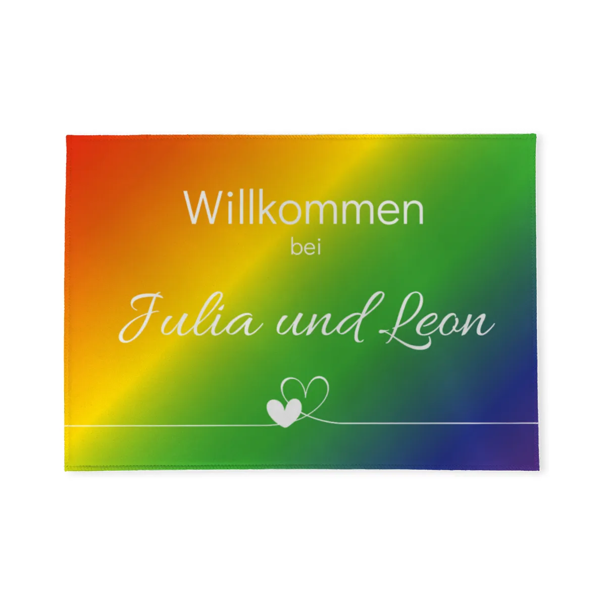 Personalisierte Fußmatte Willkommen Herzen - mit Name personalisierbar - Geschenk zum Einzug - Fußmatte Willkommen Herzen schwarz 70 x 50 cm