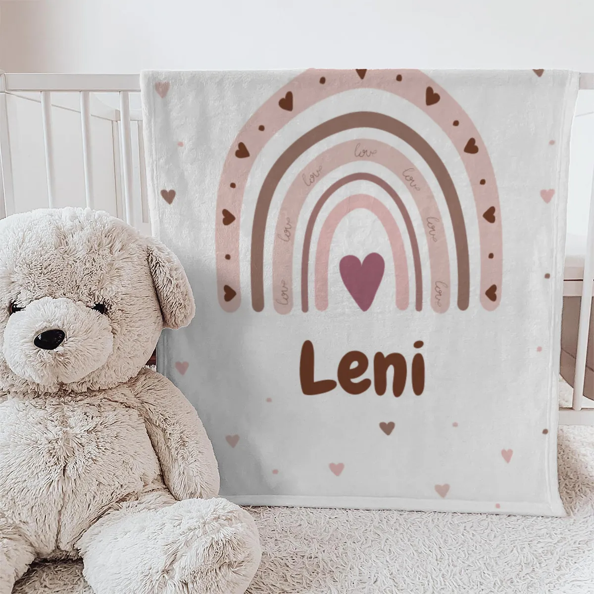 Personalisierte Babydecke rosa 75 x 100 cm