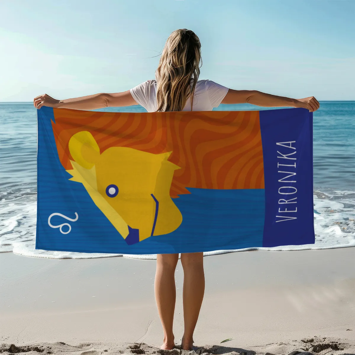 Strandtuch Sternzeichen Wassermann - mit Namen personalisierbar