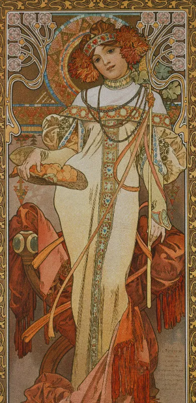 Handtuch Jahreszeiten: Der Herbst - Alfons Mucha