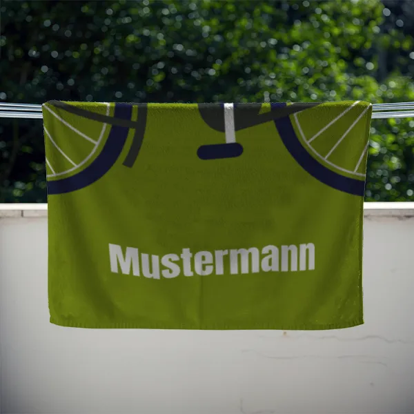 Badetuch Sport - mit Namen personalisierbar - personalisiertes Namens-Badetuch - Strandtuch mit Wunschtext - Fahrrad