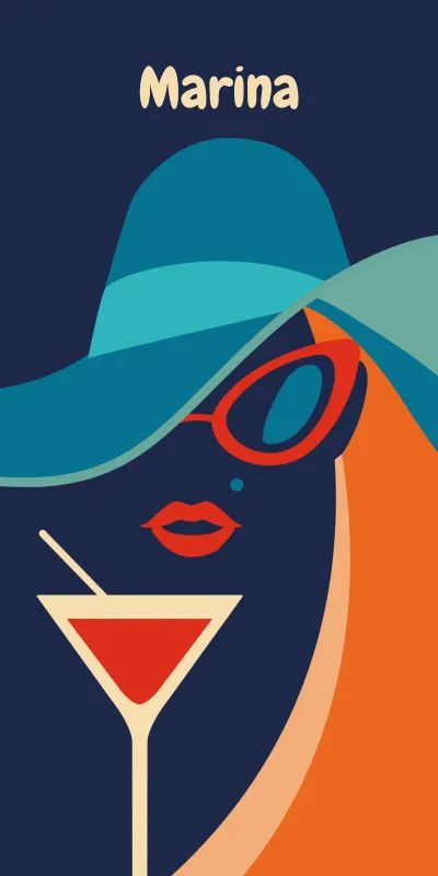 Badetuch Cocktail Lady