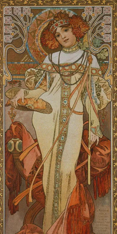 Handtuch Jahreszeiten: Der Herbst - Alfons Mucha