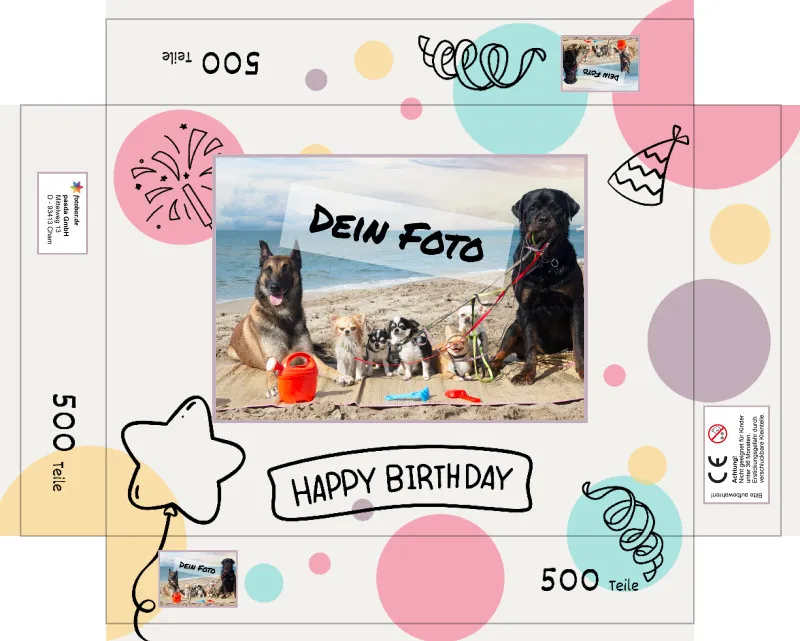 Fotopuzzle mit eigenem Bild - Fotopuzzle selbst gestalten 1000 Teile Hochformat - Schachtel Happy Birthday - Puzzle mit Foto personalisiert - Geschenk Geburtstag Happy Birthday 1000 Teile Hoch
