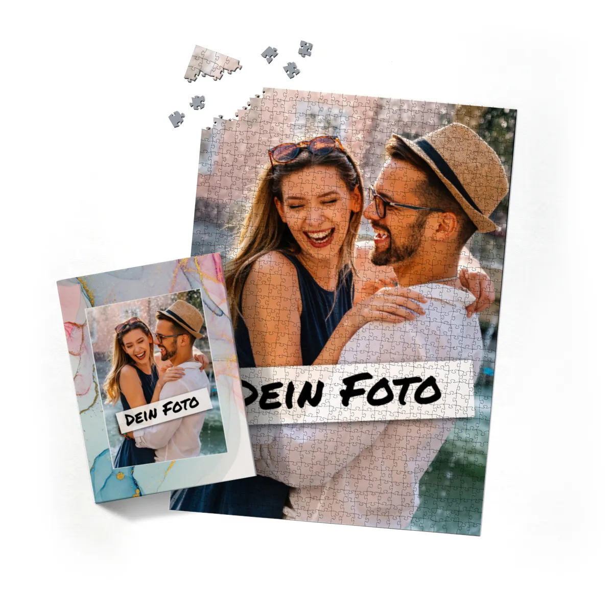 Fotopuzzle mit eigenem Bild - Puzzle selbst gestalten 1000 Teile - Schachtel Farbverlauf - mit Foto personalisiert - Geschenk Valentin, Geburtstag
