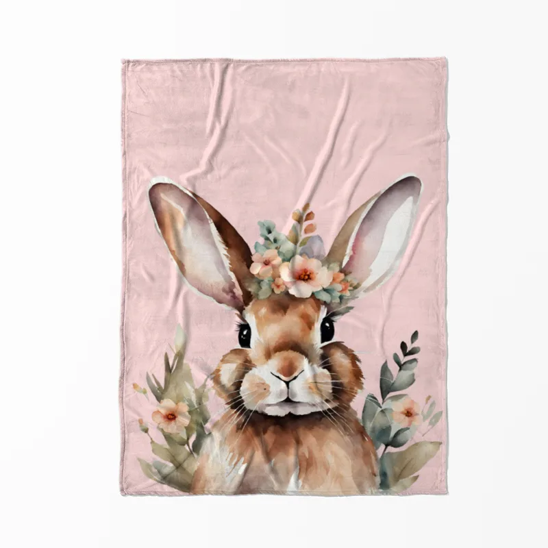 Wohndecke Hase mit Blümchen