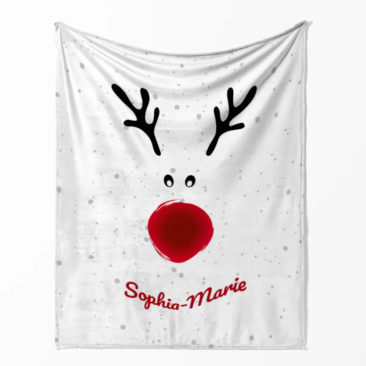 Personalisierte Babydecke Rentiernase - Babydecke mit Namen und Rentiermotiv - Babydecke mit Namen personalisierbar - Geschenkidee Weihnachten Baby Rentiernase 75 x 100 cm