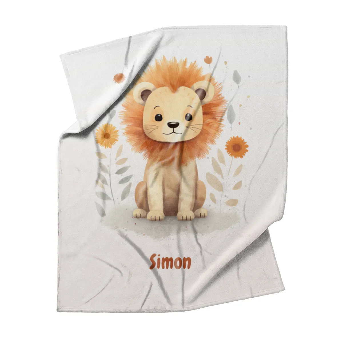 Babydecke - Namensdecke Kleiner Löwe personalisierbar multi 75 x 100 cm