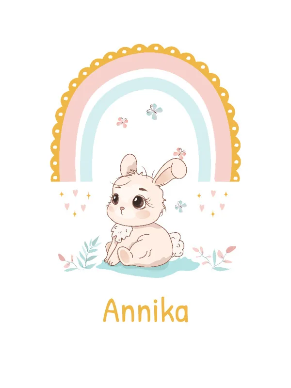 Babydecke Häschen mit Regenbogen - mit Namen personalisierbar Hase 75 x 100 cm
