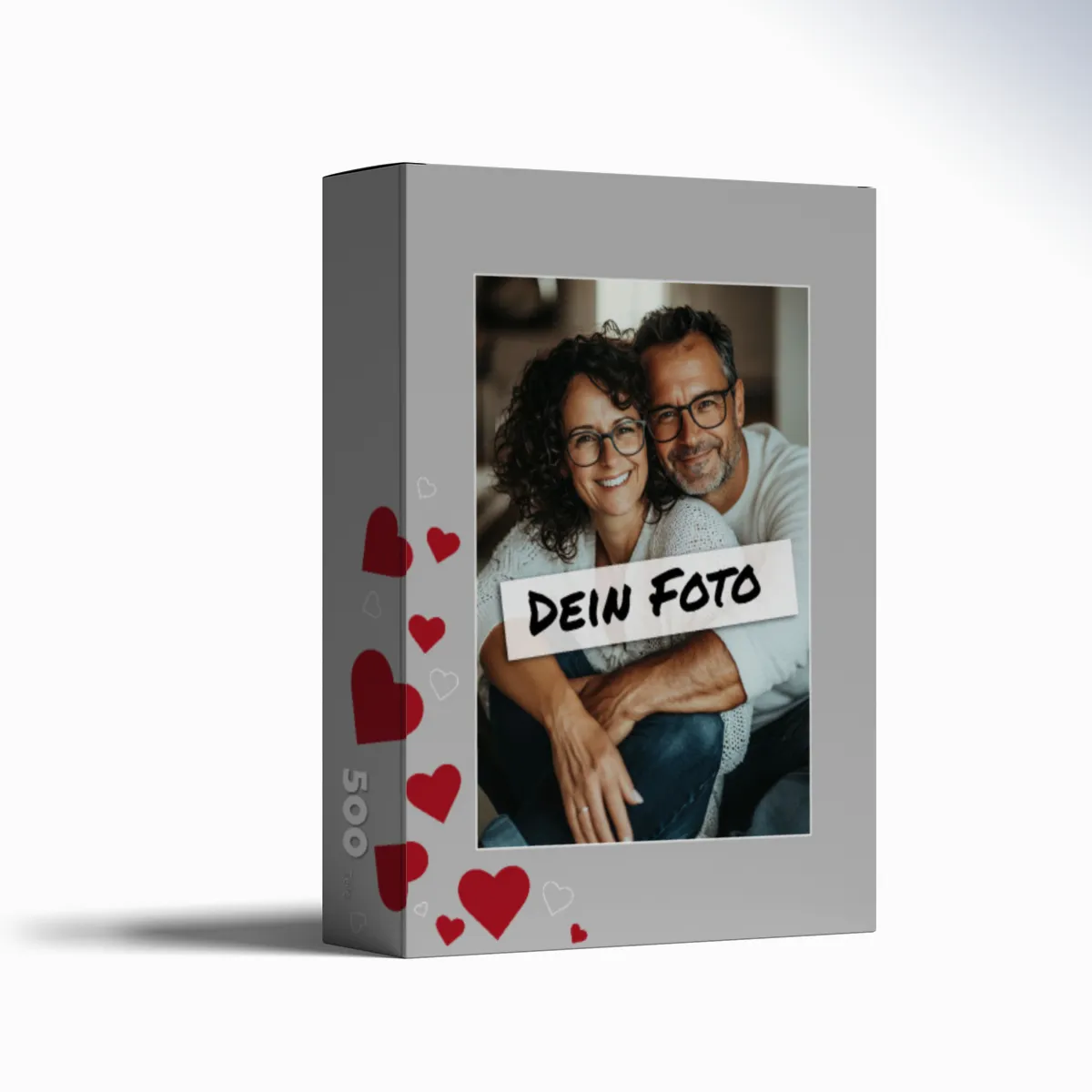 Fotopuzzle mit eigenem Bild - Fotopuzzle selbst gestalten 500 Teile - Schachtel Herzen - 500 Teile Puzzle mit Foto - Geschenk Geburtstag Valentinstag Herzen 500 Teile Quer