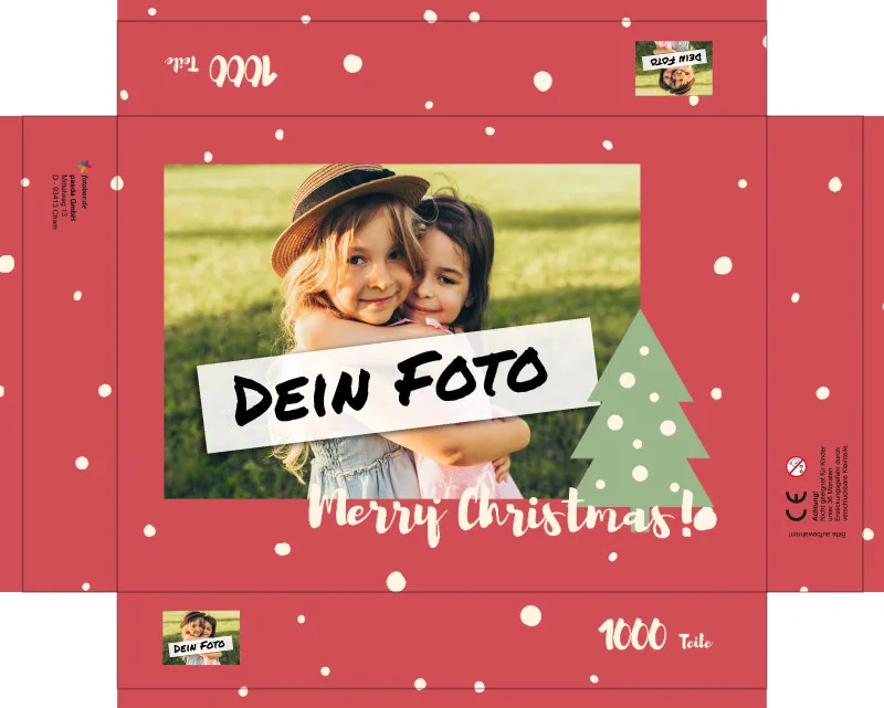 Fotopuzzle mit eigenem Bild - Fotopuzzle selbst gestalten 1000 Teile - Schachtel Merry Christmas - 1000 Teile Puzzle mit Foto - Geschenk Weihnachten MerryChristmas 1000 Teile Quer