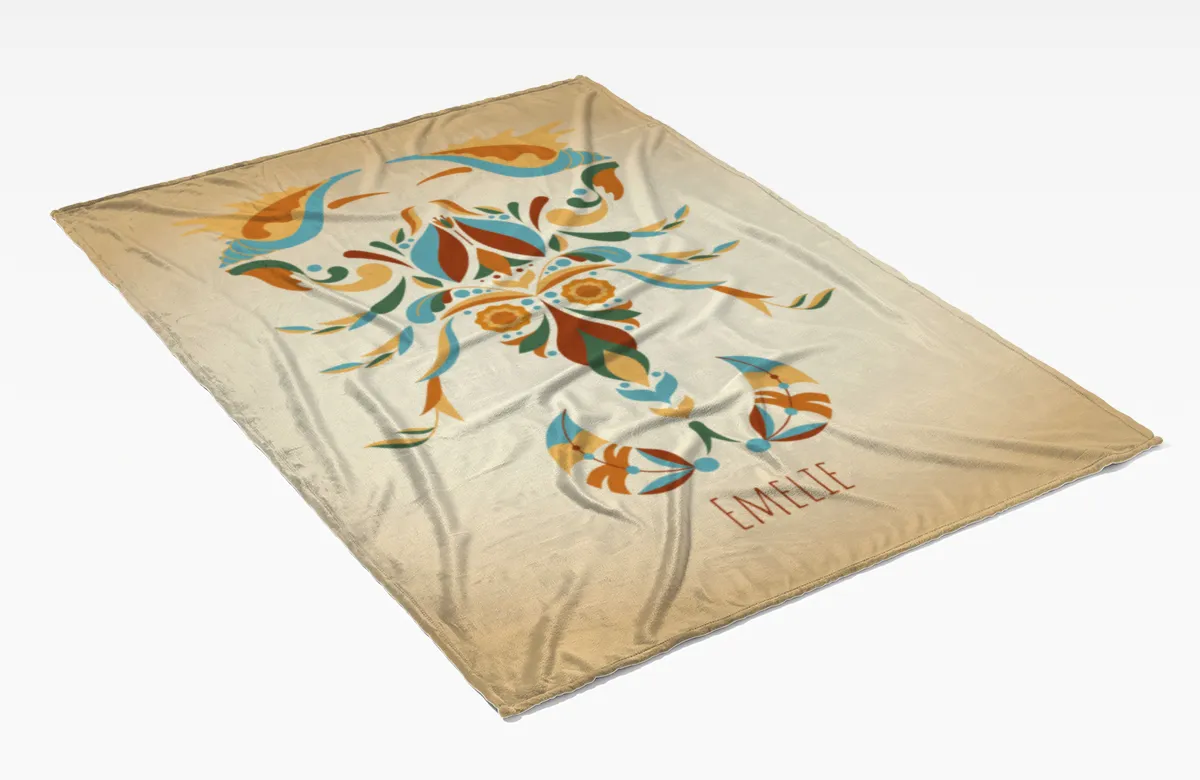 Sternzeichen Wohndecke Wassermann floral mit Namen personalisierbar