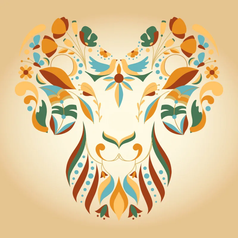 Samtkissen Zodiac Art – Löwe floral