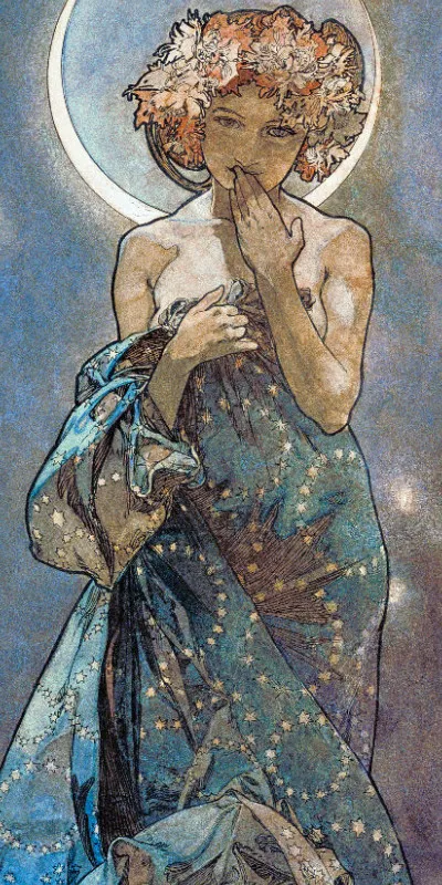Handtuch Sterne: Der Mond - Alfons Mucha