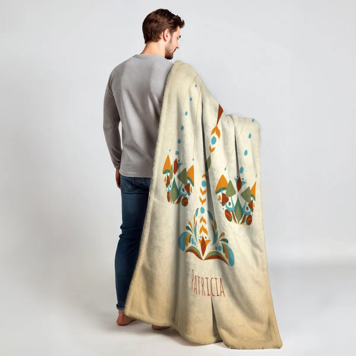 Sternzeichen Wohndecke Wassermann floral mit Namen personalisierbar