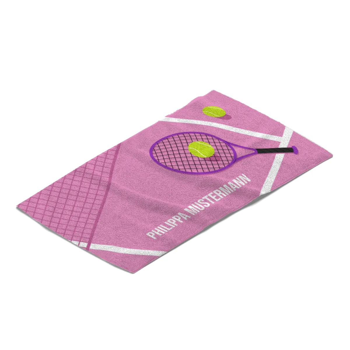 Badetuch Sport - mit Namen personalisierbar - personalisiertes Namens-Badetuch - Strandtuch mit Wunschtext - Tennis orange