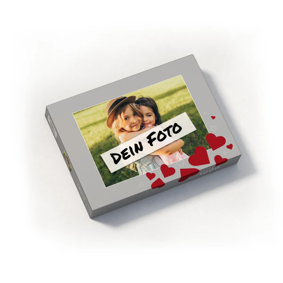 Fotopuzzle mit eigenem Bild - Fotopuzzle selbst gestalten 500 Teile - Schachtel Herzen - 500 Teile Puzzle mit Foto - Geschenk Geburtstag Valentinstag Herzen 500 Teile Quer