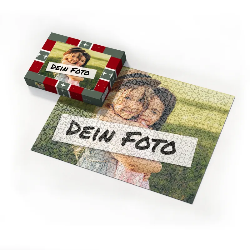 Fotopuzzle mit eigenem Bild - Fotopuzzle selbst gestalten 1000 Teile Hochformat - Schachtel Weihnachten Xmas 1 - 1000 Teile Puzzle mit Foto - Geschenk Weihnachten Xmas1 1000 Teile Hoch
