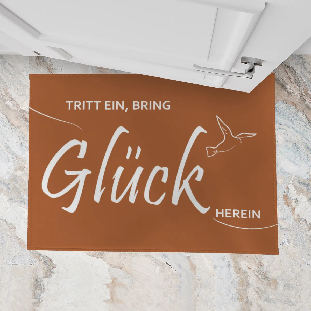Spruch-Fußmatte Tritt ein, bring Glück herein - Schmutzfangmatte bedruckt Glück grün 70 x 50 cm