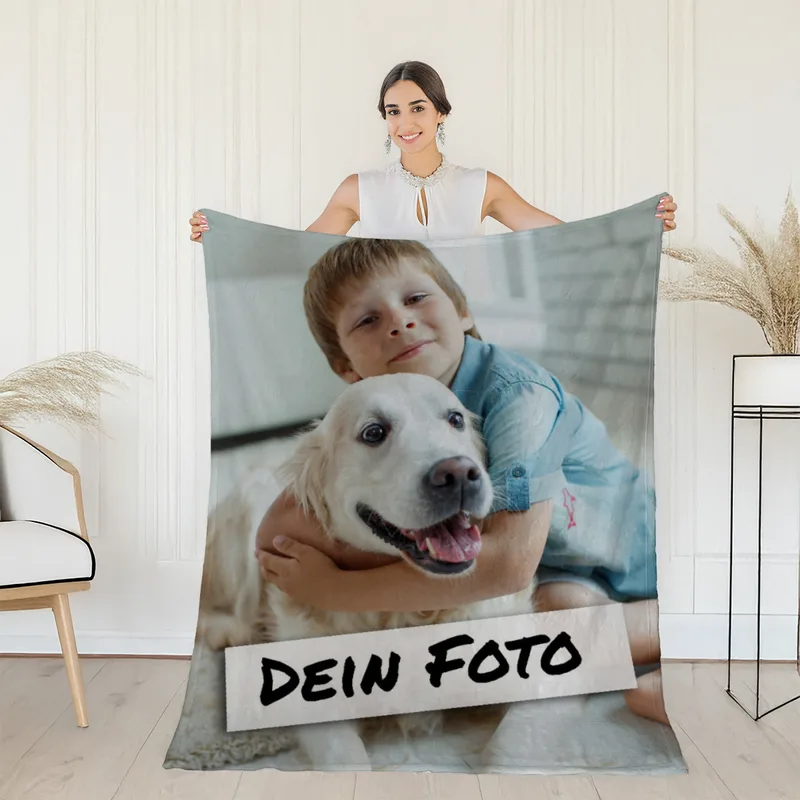 Personalisierte Kuscheldecke mit Foto - personalisierte Fotodecke - Kuscheldecke mit Ihrem Bild - Fotodecke selbst gestalten - Decke Querformat 200 x 140 cm 1 Foto Design 200 x 140 cm