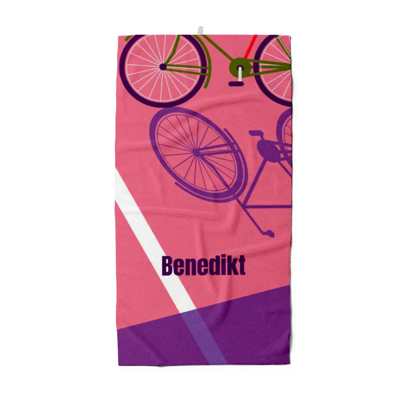 Duschtuch Sport - mit Namen personalisierbar - personalisiertes Namens-Duschtuch mit Wunschtext - Fahrrad Schatten