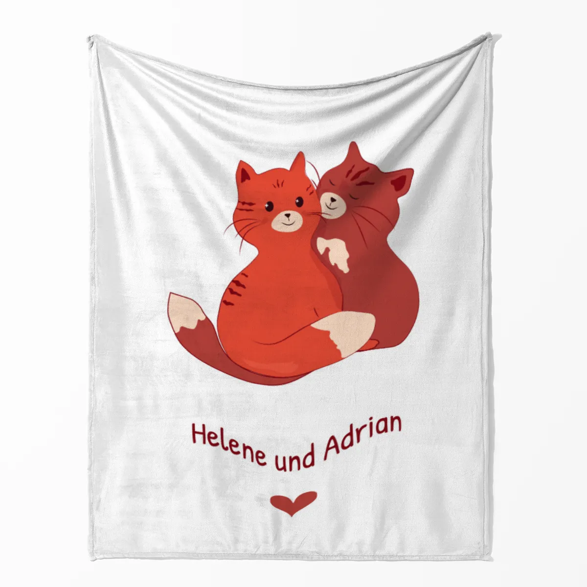 Kuscheldecke Kuschelnde Katzen - mit Namen personalisierbar - Geschenkidee für Verliebte Kuschelkatzen 140 x 200 cm