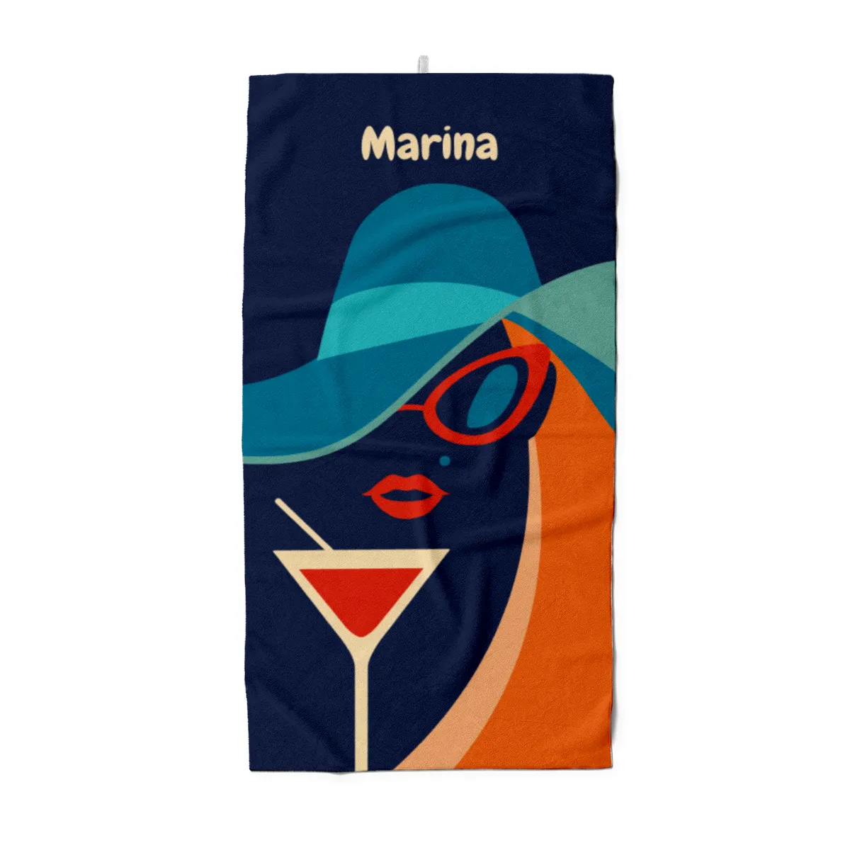 Badetuch Sommer - mit Namen personalisierbar - personalisiertes Namens-Badetuch - Strandtuch mit Wunschtext - Cocktail Lady