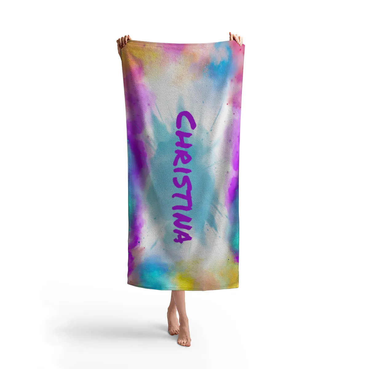 Handtuch bunt bedruckt mit Namen personalisierbar - personalisiertes Handtuch mit Ihrem Wunschtext - Colorexplosion