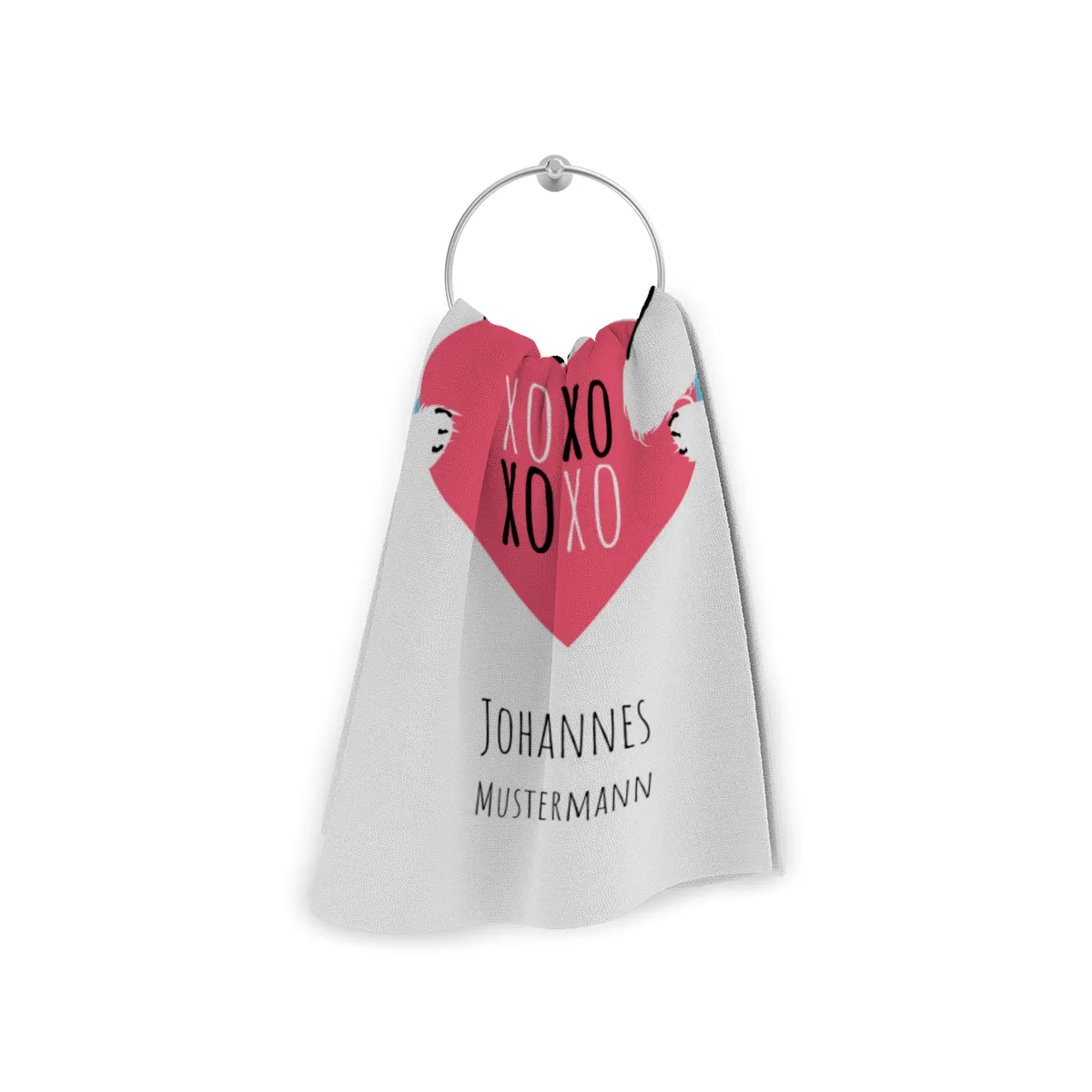 Duschtuch mit Namen personalisierbar - personalisiertes Namens-Duschtuch mit Wunschtext - XOXO Katze