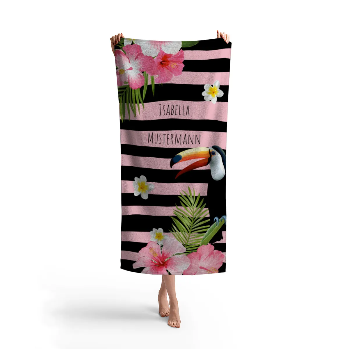 Duschtuch Sommer - mit Namen personalisierbar - personalisiertes Namensduschtuch mit Wunschtext - Tropical