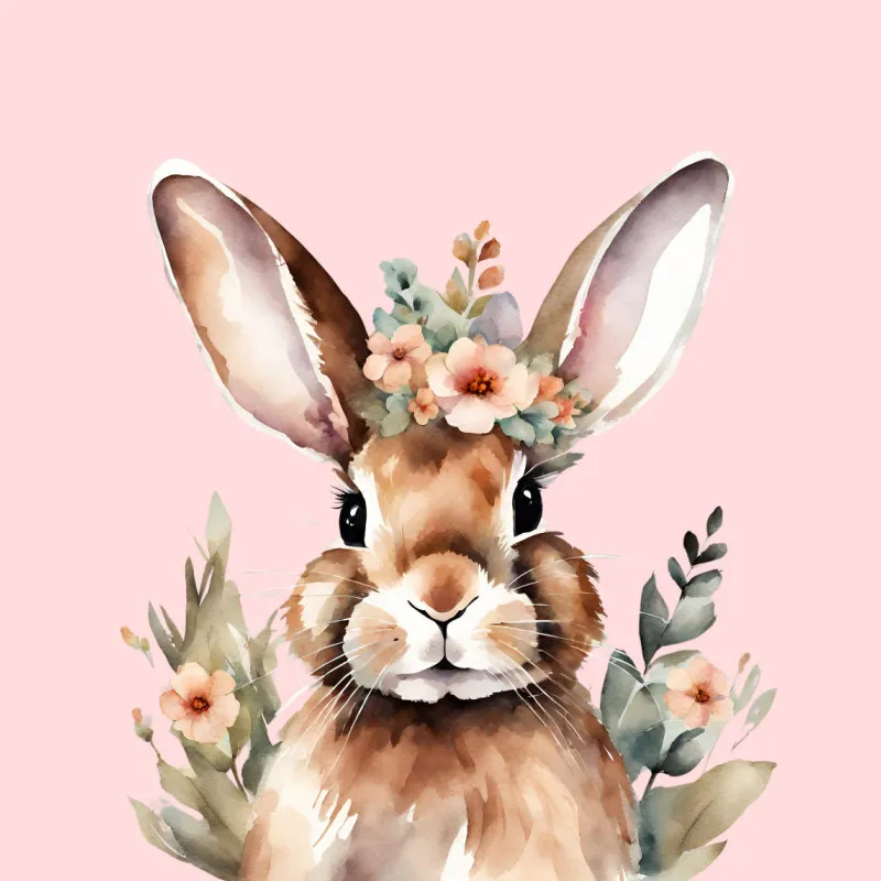 Samtkissenbezug Hase mit Blümchen - Osterdeko