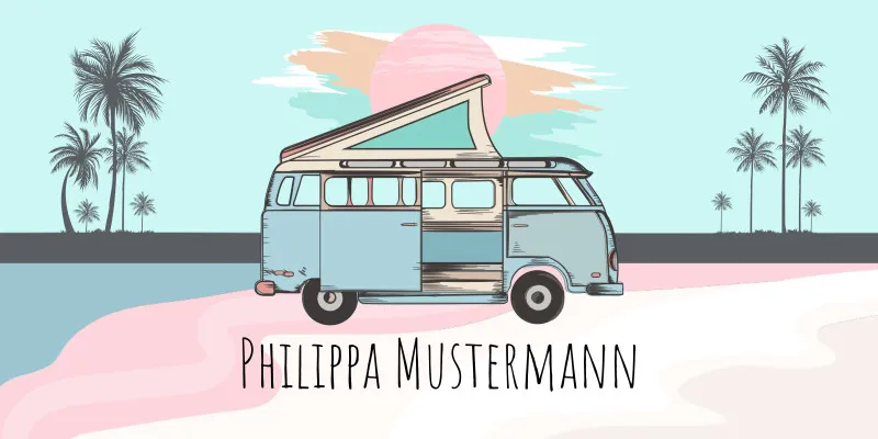 Badetuch Sommer - mit Namen personalisierbar - personalisiertes Namens-Badetuch - Strandtuch mit Wunschtext - Vanlife