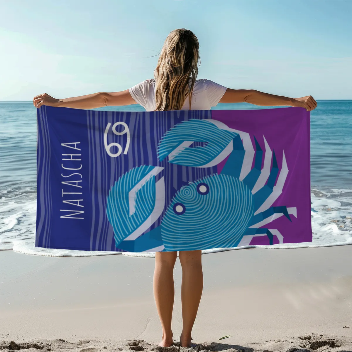 Strandtuch Sternzeichen Wassermann - mit Namen personalisierbar