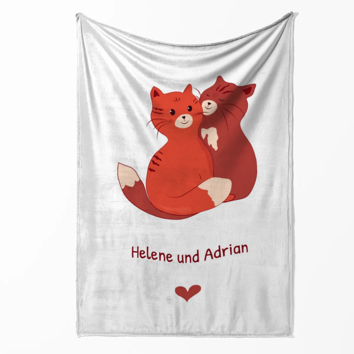 Kuscheldecke Kuschelnde Katzen - mit Namen personalisierbar - Geschenkidee für Verliebte Kuschelkatzen 140 x 200 cm