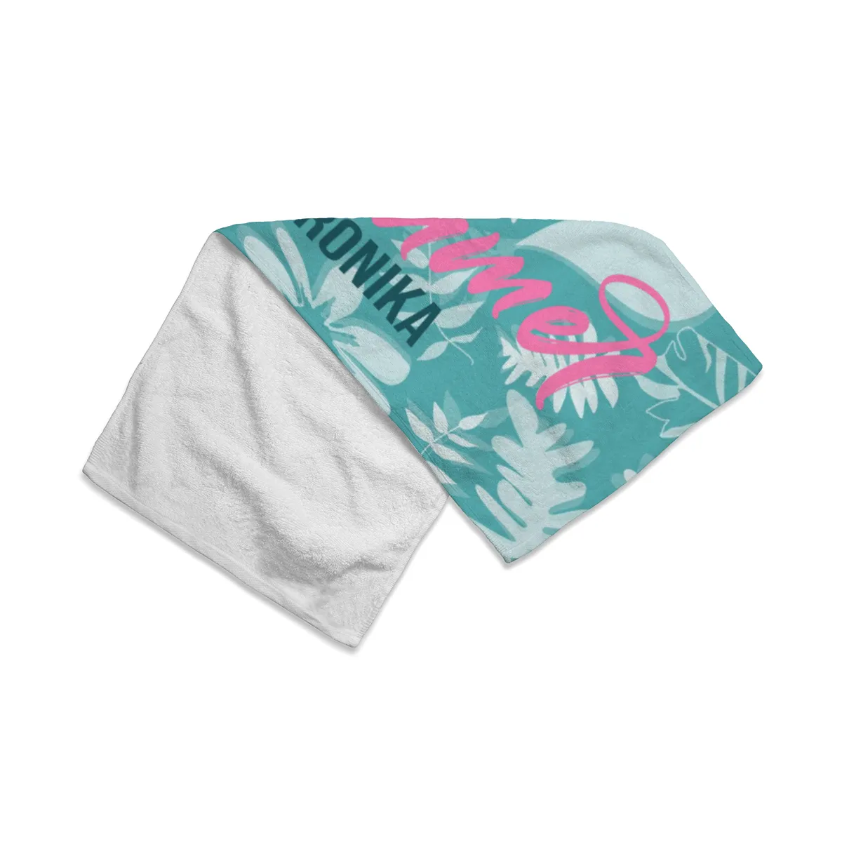 Badetuch Summer mit tropischen Blättern - mit Namen personalisierbar - personalisiertes Namensbadetuch - Strandtuch Sommer mit Namen - Summerleaves