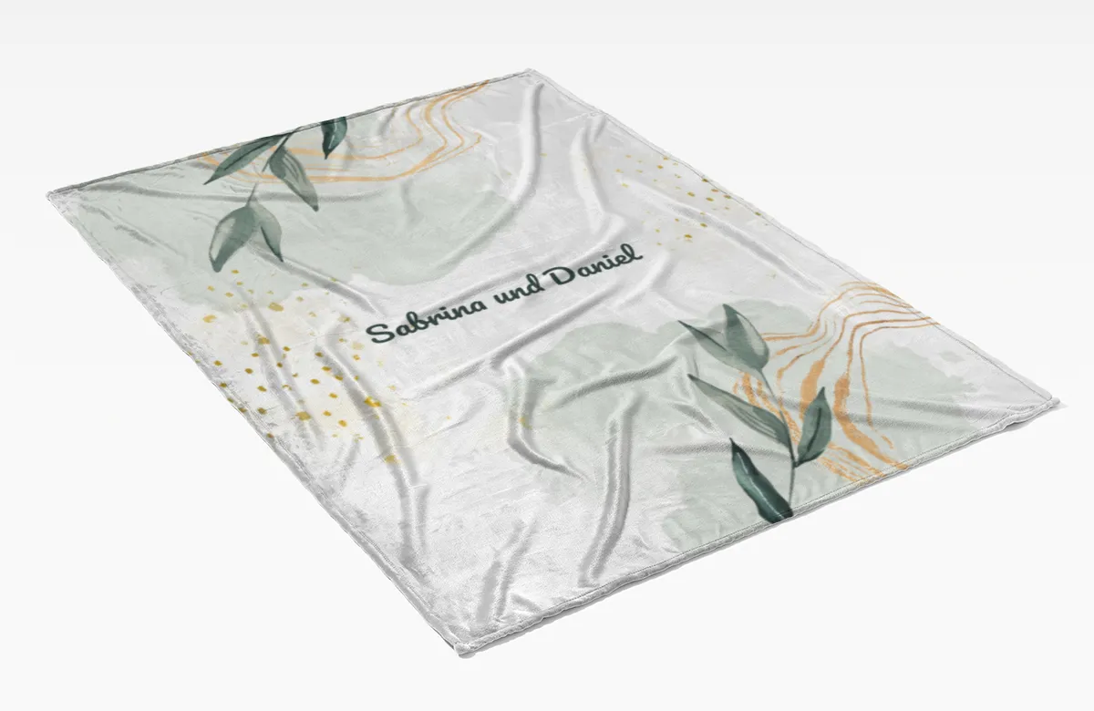 Kuscheldecke Leaves - mit Namen personalisierbar - Geschenkidee für Verliebte, Valentinstag Leaves 140 x 200 cm