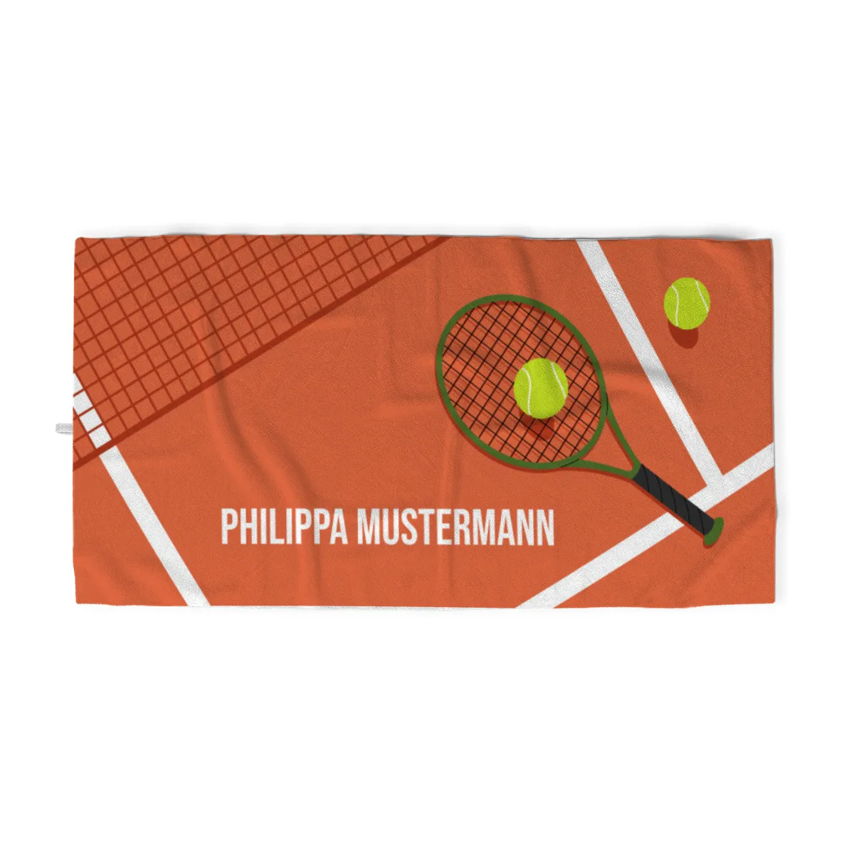 Badetuch Sport - mit Namen personalisierbar - personalisiertes Namens-Badetuch - Strandtuch mit Wunschtext - Tennis orange
