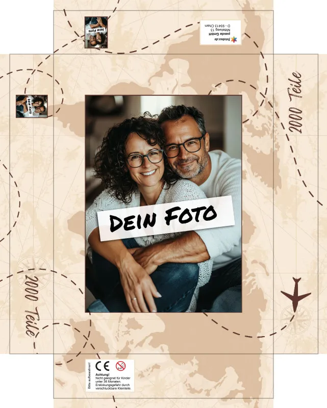 Fotopuzzle mit eigenem Bild - Fotopuzzle selbst gestalten 2000 Teile - Schachtel Weltreise - Puzzle mit Foto personalisiert - Geschenk Geburtstag Weltreise 2000 Teile Quer