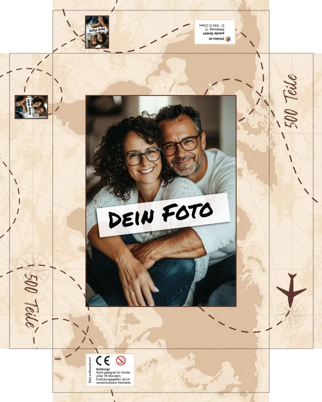 Fotopuzzle mit eigenem Bild - Fotopuzzle selbst gestalten 2000 Teile - Schachtel Weltreise - Puzzle mit Foto personalisiert - Geschenk Geburtstag Weltreise 2000 Teile Quer