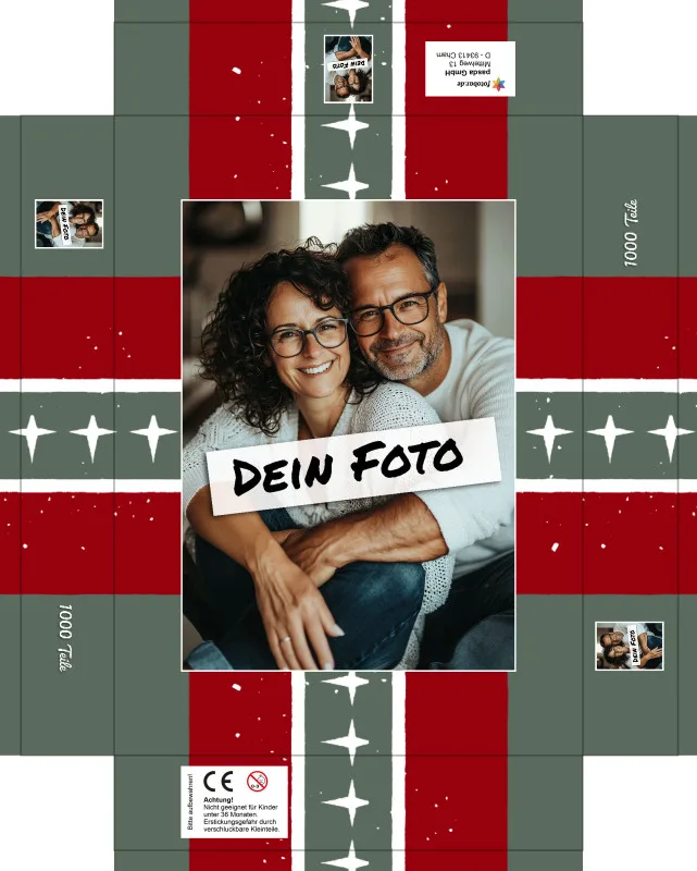Fotopuzzle mit eigenem Bild - Fotopuzzle selbst gestalten 1000 Teile Hochformat - Schachtel Weihnachten Xmas 1 - 1000 Teile Puzzle mit Foto - Geschenk Weihnachten Xmas1 1000 Teile Hoch