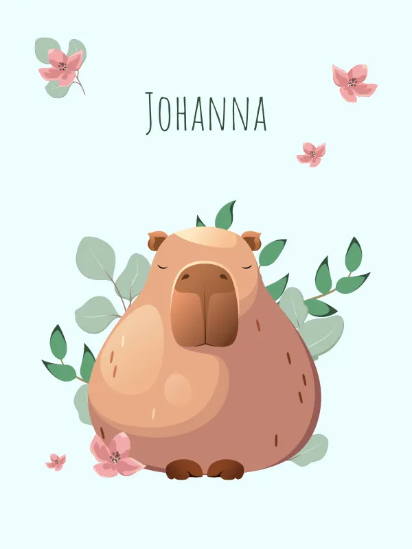 Wohndecke mit Namen personalisierbar, Kuscheldecke, niedliche Namensdecke mit Capybara, Geschenkidee Geburtstag Motiv Capy Wintermütze 140 x 200 cm