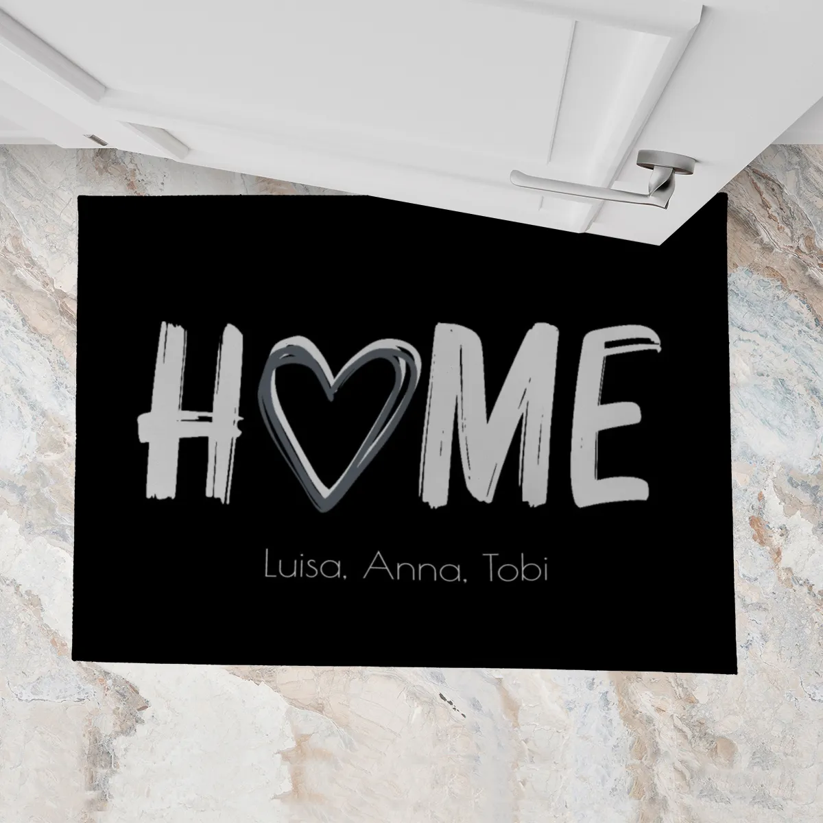 Fußmatte Home mit Wunschtext personalisierbar - Geschenkidee Einzug, Geburtstag, Richtfest - Fussmatte mit Namen Home schwarz 70 x 50 cm