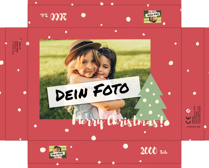 Fotopuzzle mit eigenem Bild - Fotopuzzle selbst gestalten 1000 Teile - Schachtel Merry Christmas - 1000 Teile Puzzle mit Foto - Geschenk Weihnachten MerryChristmas 1000 Teile Quer