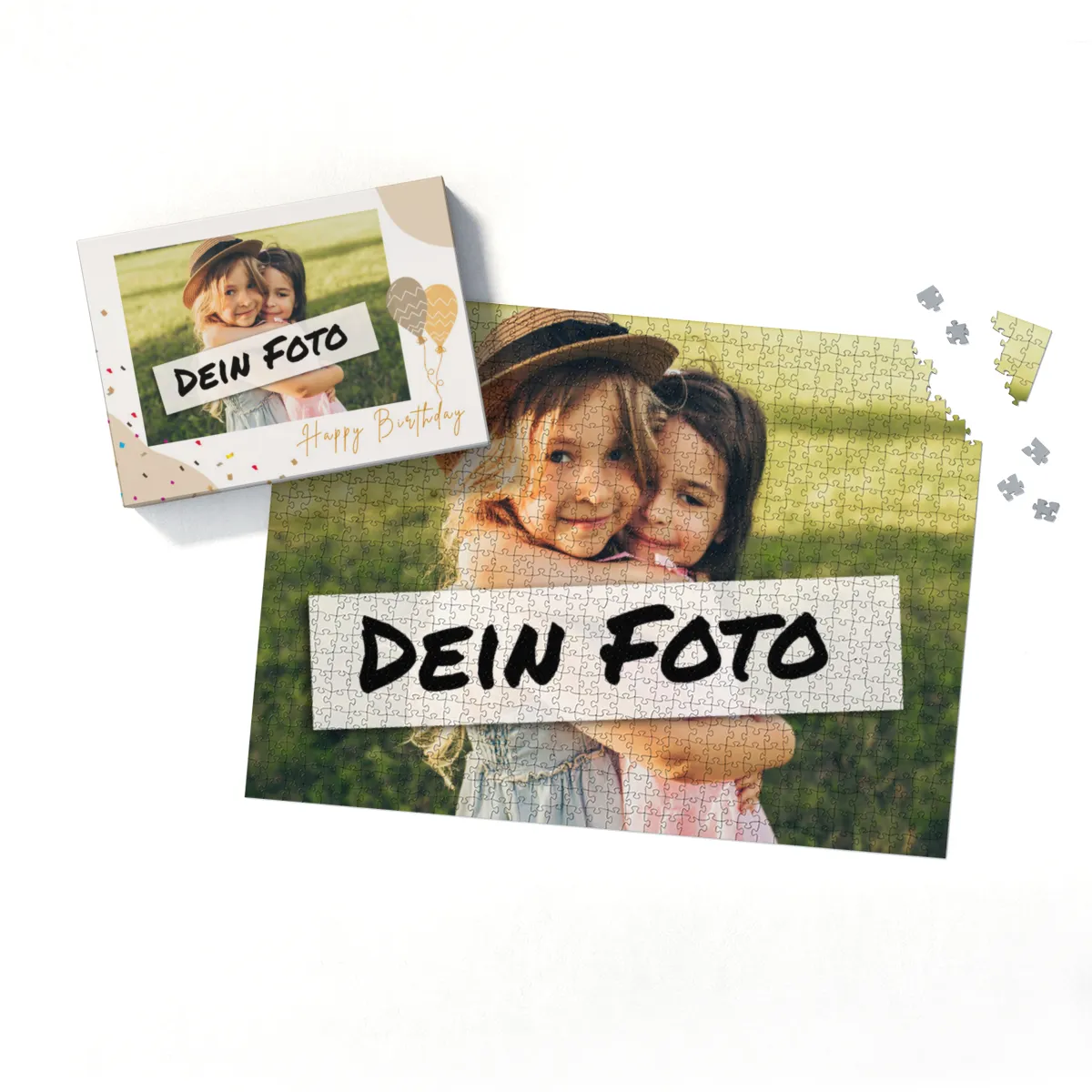 Fotopuzzle mit eigenem Bild - Fotopuzzle selbst gestalten 500 Teile - Schachtel Happy Birthday - 500 Teile Puzzle mit Foto - Geschenk Geburtstag Geburtstag 500 Teile Quer