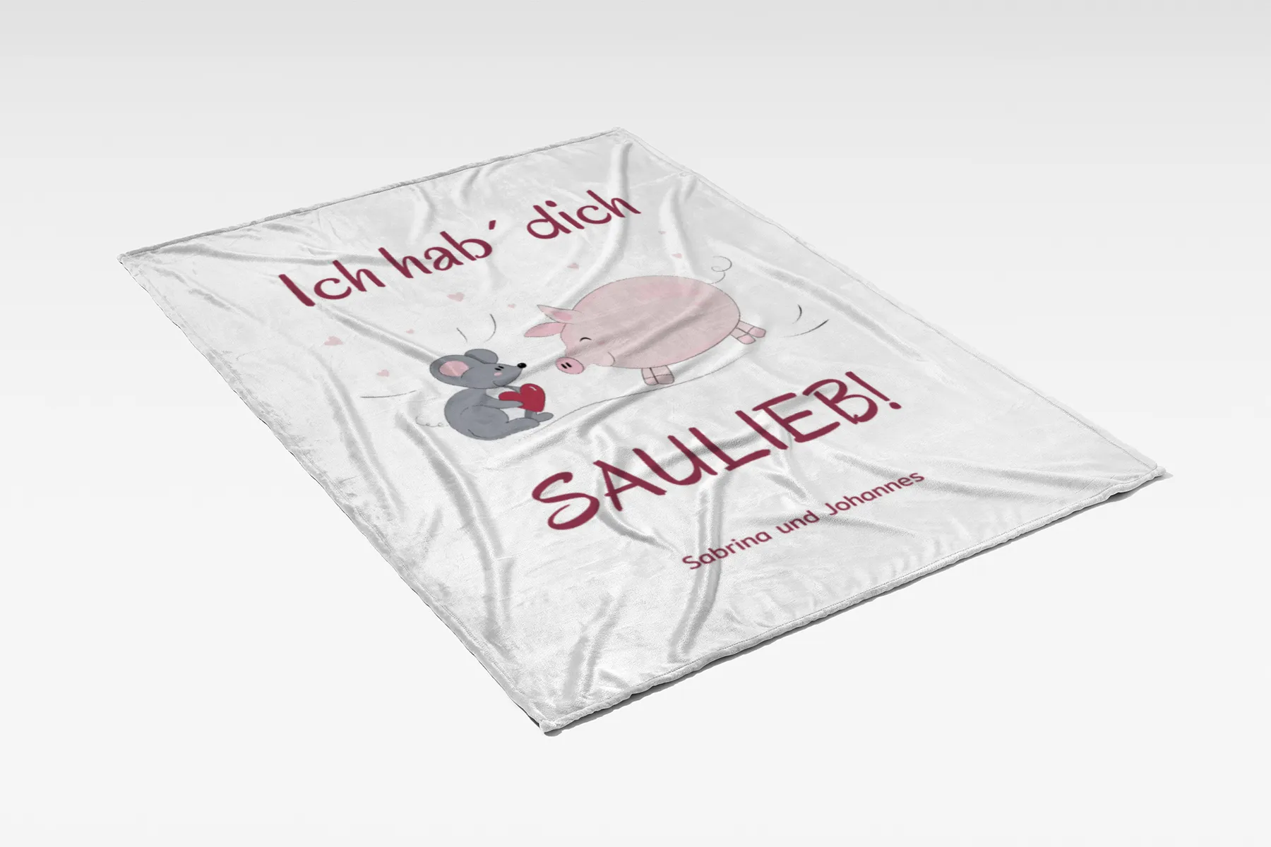 Kuscheldecke Hab Dich saulieb - mit Namen personalisierbar - Geschenkidee für Verliebte Hab dich saulieb 140 x 200 cm