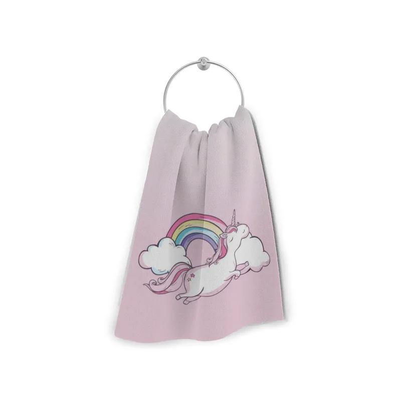 Duschtuch mit Namen personalisierbar - personalisiertes Namens-Duschtuch mit Wunschtext - Einhornwolken